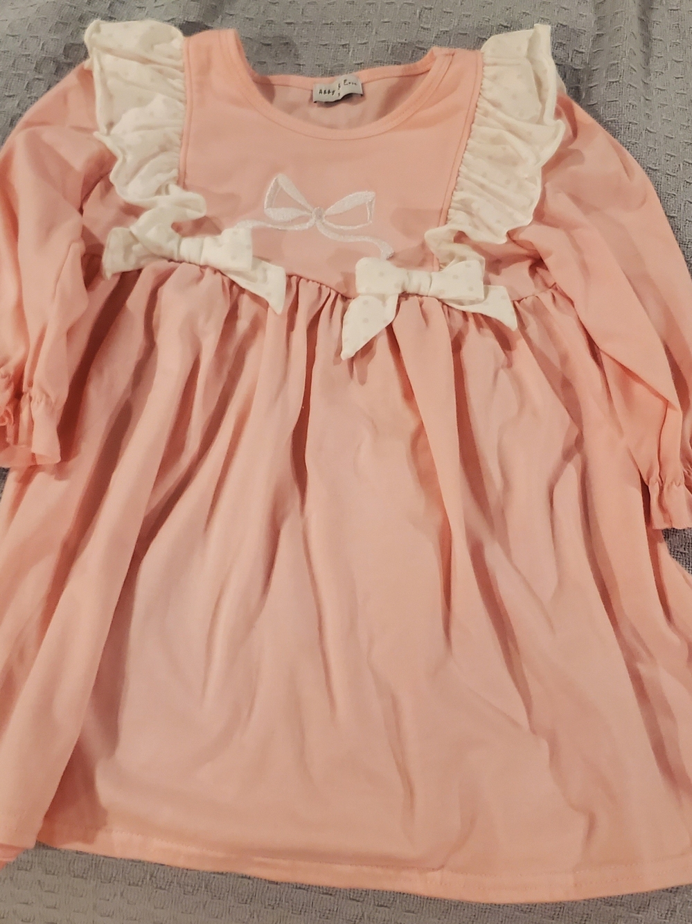 Abby & Evie Soft Pink Ruffle Bow Kids Dress -